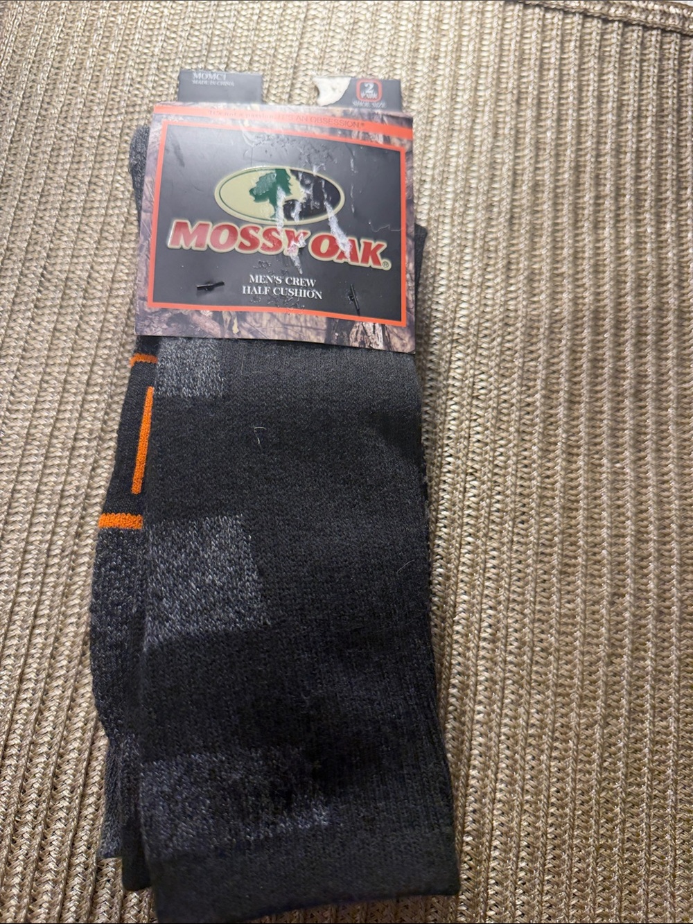 Mossy Oak Men’s Crew Half Cushion Socks 2 Pack Size 6-12 Hunting Outdoor Camo